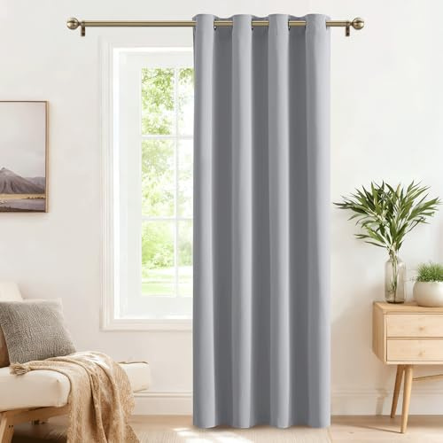 PONY DANCE Wohnzimmer Verdunkelungsvorhang Tür Thermovorhang Hitzeschutz | für Schlafzimmer, 1 Stück H240 x B140 cm, Silbergrau, Gardinen Blickdicht, Sichtschutz, UV-Schutz, Ösenschal, Abdunkelnd
