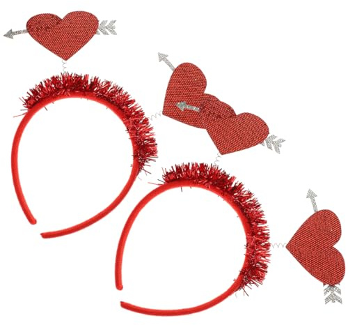 Minkissy Valentinstag Stirnband Mit Liebe Pfeil Design 2 StüCk Leichtes Haarband FüR Hochzeit Festival Party Kopfschmuck Accessoire