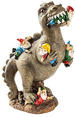 AnsonBoy Dinosaur Toys Garden Gnome Statues Outdoor Decor Dinosaur Eating Gnomes Garden Resin Decor Christmas Party Decorations