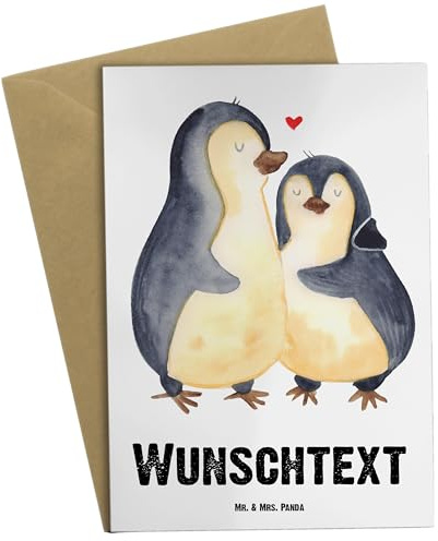 Mr. & Mrs. Panda grußkarte personalisiert Pinguin umarmen - Personalisierte Geschenke, Liebe, personalisierbar, Klappkarte, Jahrestag, Hochzeitstag, Grußkarten, Karte, Umarmung