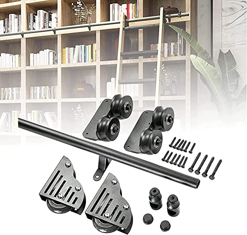 Schiebeleiter-Hardware-Kit Bibliothek Schiebetür-Kit, 200 cm 300 cm 4 m 5 m 6 m |Schiebeleiter-Schienen-Kit, mobile Rundrohr-Leiterschiene für Zuhause/Innenbereich/Loft (Size : 3.3ft/100cm Track Kit)