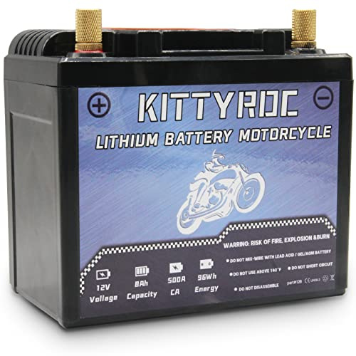 KITTYROC 12V 8Ah 500A Lithium Motorrad Batterie, LiFePO4 Batterie, Ersatz ATV, UTV, Motorrad, Rasenmäher, Jetski, Schneemotor, 4 Räder, Traktor, Roller und Generator Batterie