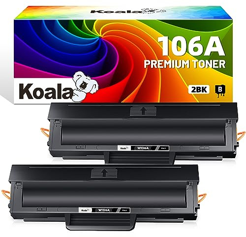 Koala W1106A 106A (Mit Chip) Kompatibel für HP MFP 137fwg 135wg 107w Toner | 106A W1106A Schwarz Kompatibel für HP Toner Laser MFP 137fwg 137fnw 135wg 135a 135r 135w 107w 107a 107r Toner, 2er-Pack