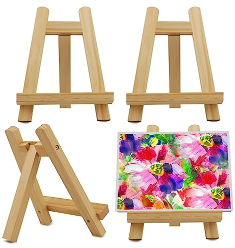 4 Stück Klein Staffelei (15 x 20cm) Tischstaffelei Holz Bilderständer Desktop Gemälde Kunstwerke Ausstellen mini Holzstaffeleien für Hochzeit Geburtstag Party