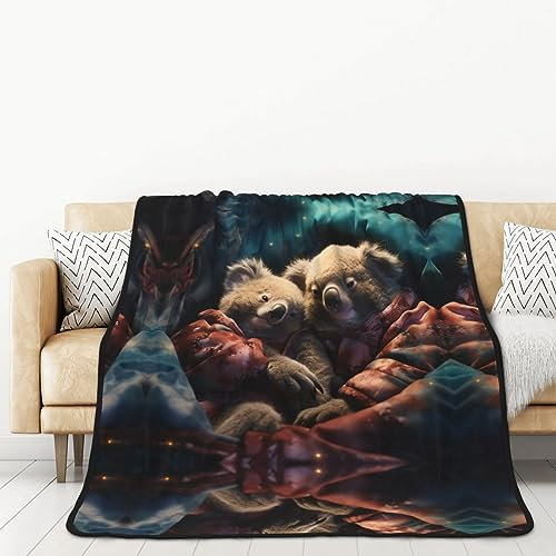 Koala Vater und Sohn doppelseitige Flanelldecke für Autobetten und Nickerchen für Erwachsene, eine warme und gemütliche Decke (152,4 x 203,2 cm)