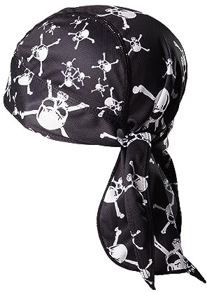 Magic Scarves Breathable Skull Cap Adjustable Bandanna Cap Sweat Absorbing Headscarf Anti-UV Head Protection Black Pirate Head Wrap