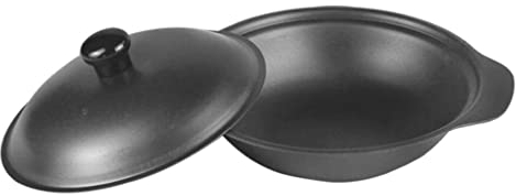 Iron Cocotte Mini Wok en fonte anti-adhésive Noir 22 cm