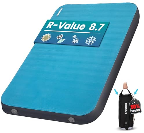 FUNDANGO Isomatte Schaumstoff Aufblasbare Camping Luftmatratze 2 Person Camping Matratze 10cm Dick 3D Selbstaufblasende Isomatte Dicke Schlafmatte Weiches Samt für Outdoor Zelt, Auto Reisen,Gästebett
