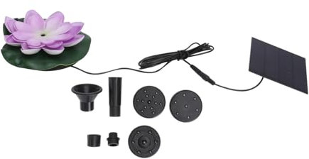 Kisangel Solarbrunnen Lotus Schwimmender Solar Wasserbrunnen Für Gartenteich Teich Deko Lotusblattdesign Automatisch Betrieb Ohne Strom