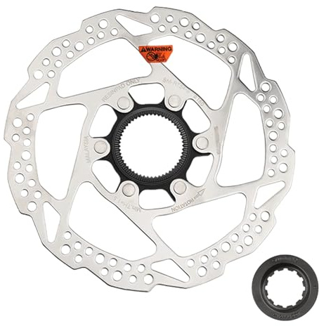 Yongness Fahrrad Center Lock Bremsscheibenrotor, kompatibel mit Shimano SM-RT54 Bremsscheibe 180mm Center Lock Scheibenbremsscheibe mit Verriegelungsabdeckung, geeignet für Rennräder, MTB, BMX