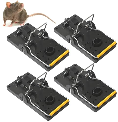 Professionelle Rattenschlagfallen,Sensible Plastikmausfallen für Drinnen und Awroutdoor Wiederverwenden (ohne Rattengift), Schnelle Ergebnisse (4 stück Groß:14 * 7.5 * 6.5cm)
