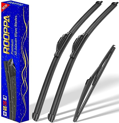 3 wipers Replacement for 2012-2019 Fiat 500, Windshield Wiper Blades Original Equipment Replacement - 24/14/12 (Set of 3) U/J HOOK