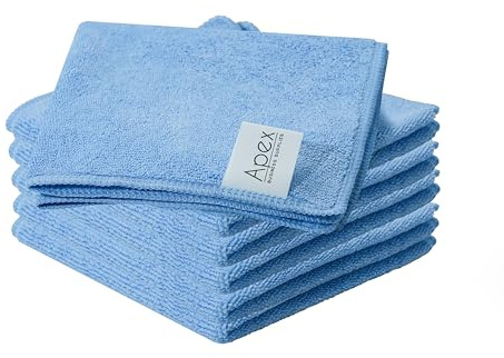 Apex Business Supplies Microfibre cloth Pack Of 5 Sky Blue 32 X 32 Cm Cloth | Reusable cleaning cloths, Kitchen Cloth | Streak Free & lint-free cloth, Super Absorbent Microfiber Cleaning Cloth