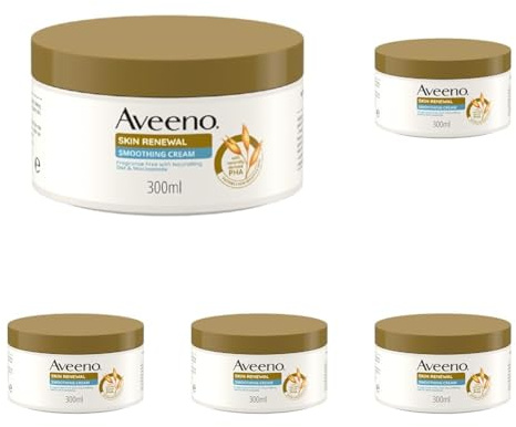 Aveeno Skin Renewal Smoothing Cream, 24-Hour Hydration, Smooths Rough, Dry and Bumpy Skin, with Prebiotic Oat, Naturally Derived PHA & Niacinamide, Fragrance-Free, Suitable for Dry Sensitive, 300ml