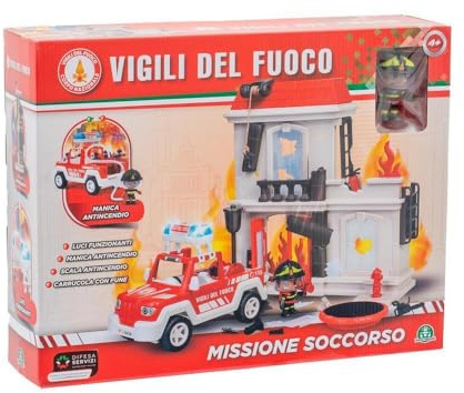 Giochi Preziosi Vigili Del Fuoco- Playset Che Include Palazzo In Fiamme, Veicolo A Ruota Libera Dei Vigili Del Fuoco, Pompiere 7 Cm Ricco Di Accessori E Dettagli Per Bambini A Partire Dai 4 Anni