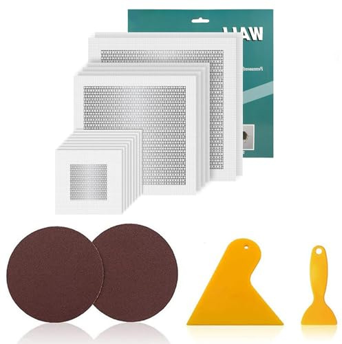 WanderGo 18 Pcs Wall Patch Repair Kit, 2/4/6inch Self Adhesive Drywall Patch Repair Kit for Repairing Damaged Walls or Ceiling Repairs
