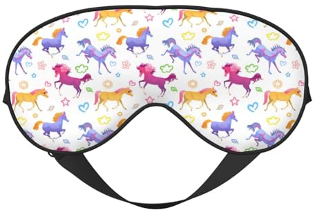 Augen-Schlafmaske für Damen und Herren, niedliche Cartoon-Pferd-Blume, weiche Reise-Augenmasken für Schlafmaske, Verdunkelung, verstellbare Schnalle, Schlafmaske für Damen und Herren, lustige