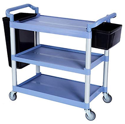 TETEOLALA Trolleys, Kosmetikwagen, 3-stufiger großer Rollwagen für Hotels, Teewagen, Rollwagen, Aufbewahrungswagen, Kosmetikwagen, Spa-Wagen mit 2 Schmutzeimern