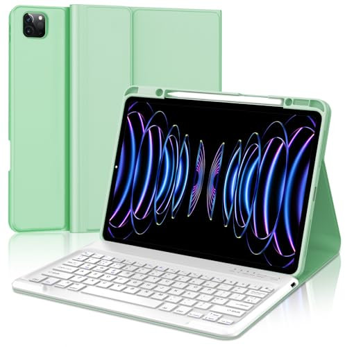 IVEOPPE Keyboard Case for iPad Pro 12.9 inch 6th, 5th, 4th, 3rd gen- Keyboard for iPad Air 13 inch 2024 M2, Case for iPad Pro 12.9 with Detachable Bluetooth Keyboard- QWERTY English Layout, Green