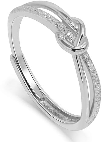Meissa Anillos de Nudo para Mujeres, Anillos Ajustables en Plata de Ley 925, Anillo de Declaración Chapado en Oro, Anillo de Madre e Hija, Anillos de Amistad, Plata