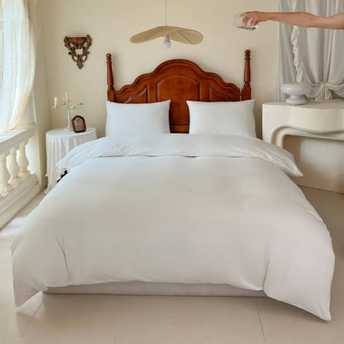 Jersey Single Side Waterproof Duvet Protector Cover, White, Twin