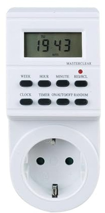 Temporizador electrónico alemán de una Semana con Enchufe en Color Blanco programar Tus Dispositivos eléctricos y optimizar el Uso de energía en el hogar.