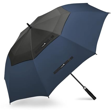 ZOMAKE Regenschirm Groß Sturmfest,XXL Großer Golf Umbrella Sturmfester Automatik,Schirm Windfest Schwarz,Golfschirm Stabil für Herren Damen 2 Personen(Schwarz-Dunkelblau)