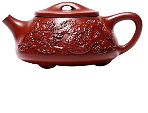 Tetera para estufa de 220 ml, tetera Zisha tallada a mano con patrón de doble dragón Zisha, juego de té adecuado para el hogar, oficina, salón de té, amantes del té, teteras para estufa (A 220 ml)