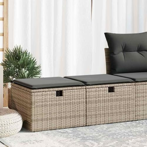 UJCHVHN Home Garden, 2-teiliges Gartensofa-Set mit Kissen, Polyrattan, Akazie, Grau