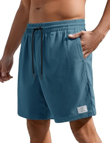 Voqeen Uomo Pantaloncini Estivi con Tasche Pantaloni Corti Lavoro Casual Bermuda Sportivi Spiaggia Shorts Traspirante Velluto a Coste