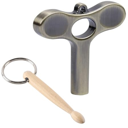 Ieron Juego de 2 Piezas de Llave de afinación de batería de Lujo y Llavero de baqueta, Regalo novedoso único para Bateristas, Accesorio de batería Esencial para músicos