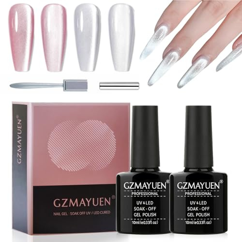 GZMAYUEN Cat Eye Gel Nagellack Moonlight Magnetic Silber Glitter Schimmer 10ml