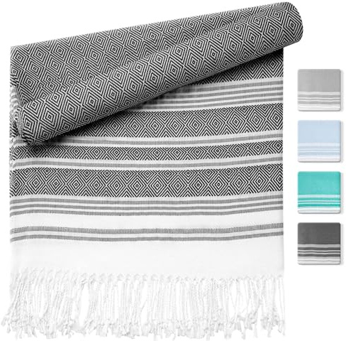 Zouway Bastuhandduk 90 x 180 cm, badhandduk av högkvalitativ bomull, bastuhandduk stor kompakt och snabbtorkande, hamam-handduk bastu för strand, camping, simning, badrum, utomhus resor