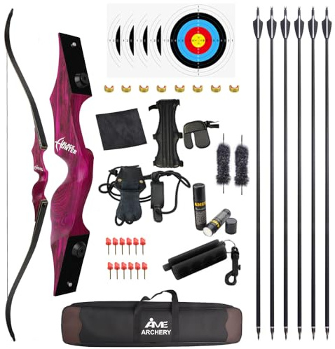 Poearcus 60“ Black Hunter Original Recurve Bogen und Pfeil Set 20-60lbs Links/Rechtshänder Jagdbogen Wettkampfbogen Langbogen für Schießübungen