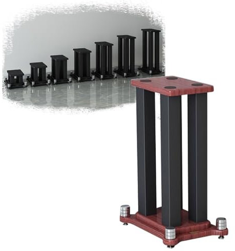 Support de haut-parleur au sol - 78,7 cm de hauteur - Bluetooth stéréo - Support multimédia AV robuste - Enceinte satellite pour son surround (teck)