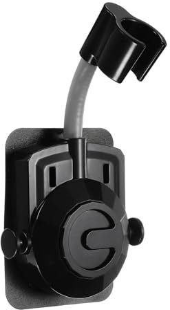sourcing map Supporto per soffione doccia, autoadesivo, rotazione a 360 gradi, senza fori, clip per soffione portatile con gancio (G1/2, nero)