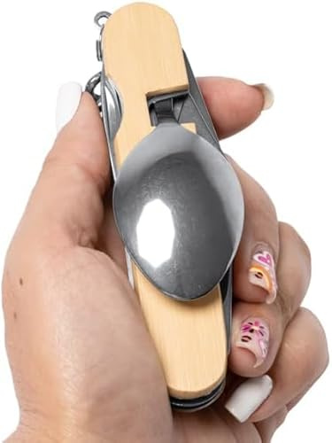 Ensemble de couverts de poche de camping 6 en 1 cadeau pour les amateurs de camping et les randonneurs | Couverts pliants multifonctions personnalisables Camping, Randonnée et activités de plein air