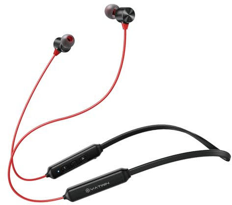 YATWIN Auriculares deportivos Bluetooth in-ear, Bluetooth 5.0, auriculares deportivos con 16 horas de sonido HiFi, IPX7, impermeables, magnéticos, ultraligeros, con cancelación de ruido, micrófono