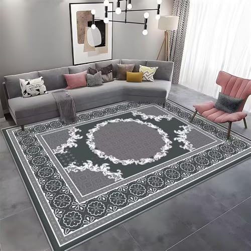 RUGMRZ Teppich XxlTeppiche Für Schlafzimmer Wohnzimmers Teppichs 300x400CM Home GrauFleckenbeständiger Flurteppich Schallschutz