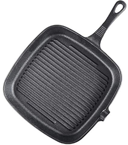 WOTZOV Sartén de Hierro Fundido para Carne, sartén para Parrilla, sartén Antiadherente para Carne, sartén Wok para el hogar y el jardín, Cocina de inducción para Estufas de Gas