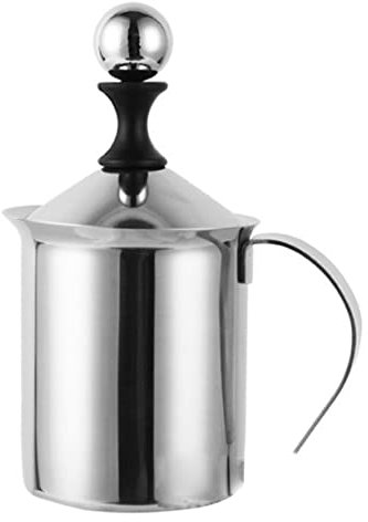 LABRIMP Montalatte Manico Ergonomico Manuale da 800ml in Acciaio Inox Doppia Maglia Facile da Usare per Casa e Bar, per Cappuccini e Latte Macchiato