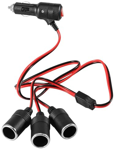 ASOFTY Zigarettenanzünder Verteiler, 1 Stecker auf 3 Auto Zigarettenanzünder Stecker, Steckdose Adapter Verlängerung mit Schalter für 12V-24V Auto, LKW, Lieferwagen, Wohnmobil (100cm)