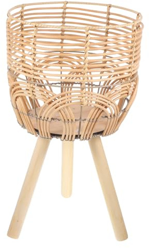 VINTORKY Blumentopf Standbeine Blumentopfhalter Mit Geflochtenem Naturfaserkorb Pflanzenhalter Für Innenbereich Einfacher Blumentopfständer Für Heimdekor