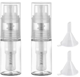 JIHUOO Glitzer-Sprühflaschen, Trockenpulver, Pumpflasche, leeres Haar, Puder, Sprühflasche, Glitzer, Staubwedel, Puderspender, Flasche mit 2 Trichtern, 2 Stück, 35 ml, 2 Stück