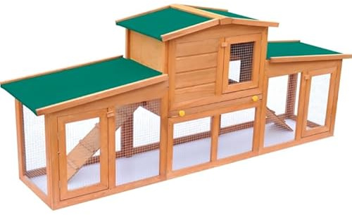 Hasenstall 2 Ebenen: Kaninchenstall Winterfest Doppelstockhaus mit Freilaufgehege Rampe - Kaninchenkäfig Outdoor Kleintierstall für Hasen Meerschweinchen