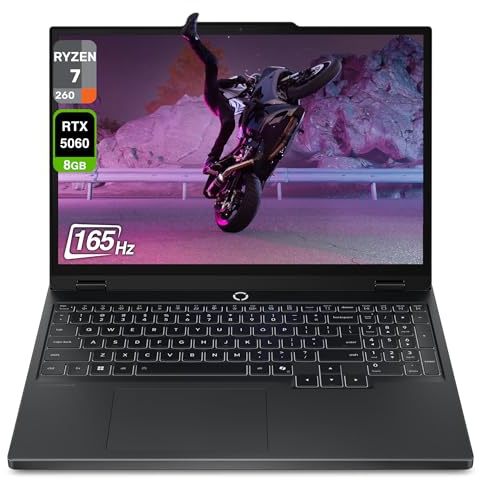 Lenovo Legion 5 Gen 10 Gaming Laptop, AMD Ryzen 7-260, 16 GB DDR5 RAM, 1 TB PCIe SSD, 15.1 WQXGA (2560x1600) Display, Nvidia G-Force RTX 5060, 24-Zone RGB Backlit Keyboard, W11 Home, Eclipse Black