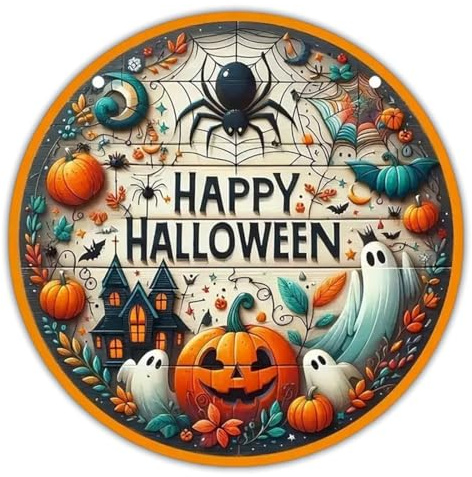 OUDQFCJ 1 Pezzo Set Artigianale in Legno di Halloween, Insegna per Porta, Set Mosaico Battente, Adatto per Porte, Decorazione di Halloween, Giardino, Autunno