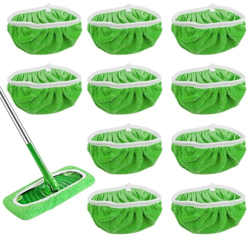 Meritaipolw Unidades De Paños De Suelo,10 Piezas, Toallitas Reutilizables para Mopa, Recambio Mopa Microfibra, 25,4 X 11,5 Cm, Paños De Fregona Reutilizables para Fregonas Swiffer