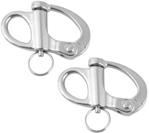 Tomedny 2PCS Snap Shackle, Rigging Quick Release with Round Rings Stainless Steel Fixed Snap Shackle for Marine Boat Sailboat Hardware ﻿ (12 * 52mm)