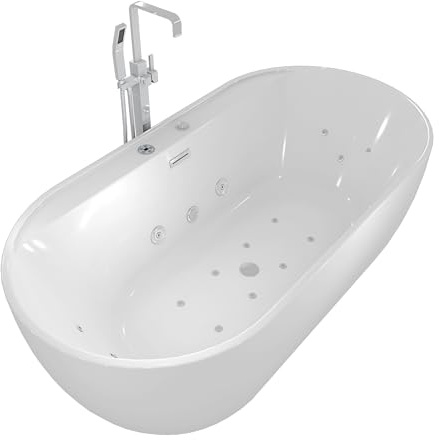 AcquaVapore freistehende Badewanne Wanne F29 180x90cm Whirlpool Luft & Wasser Armatur AF05